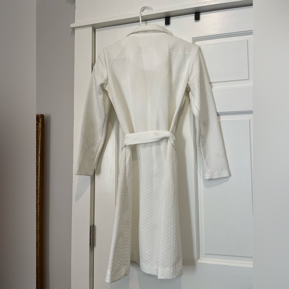 Vintage White Button Down Collared Long Sleeve Dress with Belt Pretty Pam - Picture 8 of 8